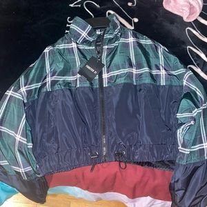 Green plaid windbreaker